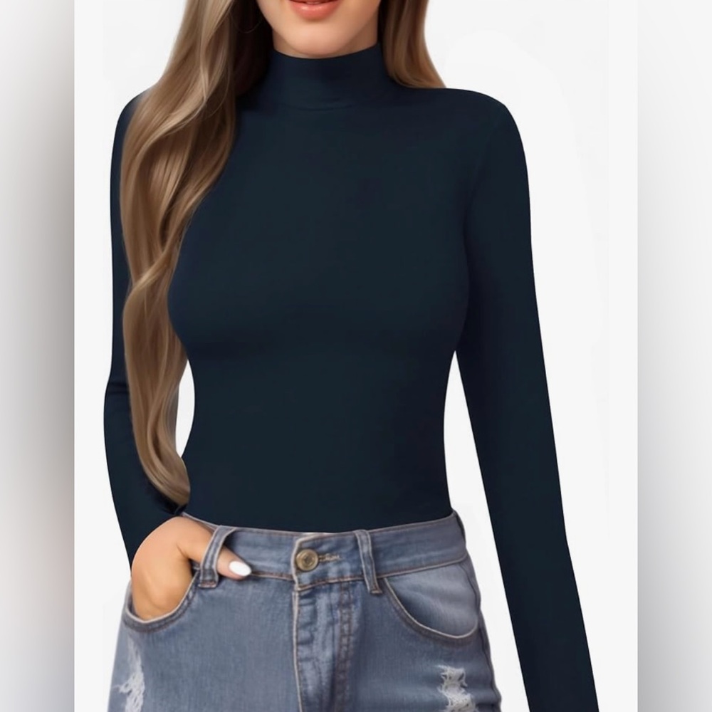 NWT MANGOPOP Mock Turtle Neck Slim Fit Long Sleeve size S